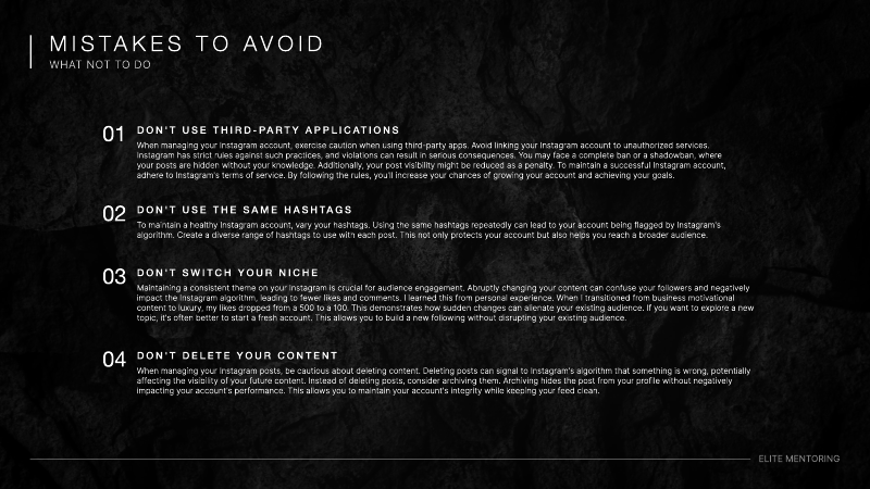 First page of Mistakes to Avoid